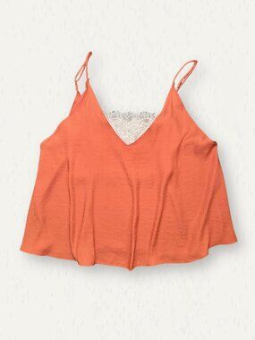 Intimately Free People Copper Satin Lace Trim Swing Cami Tank Top Size Small